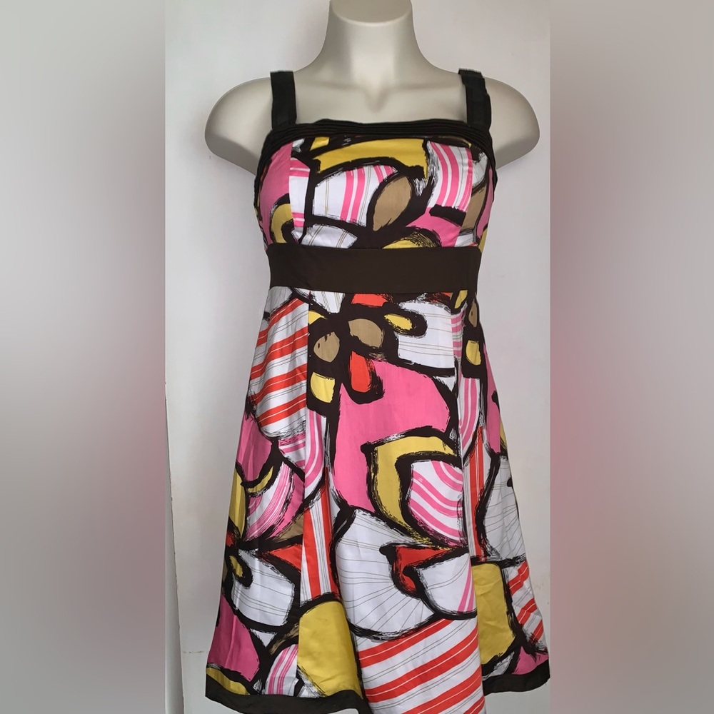 Tribal vibrant color dress fully lined cotton , size 10